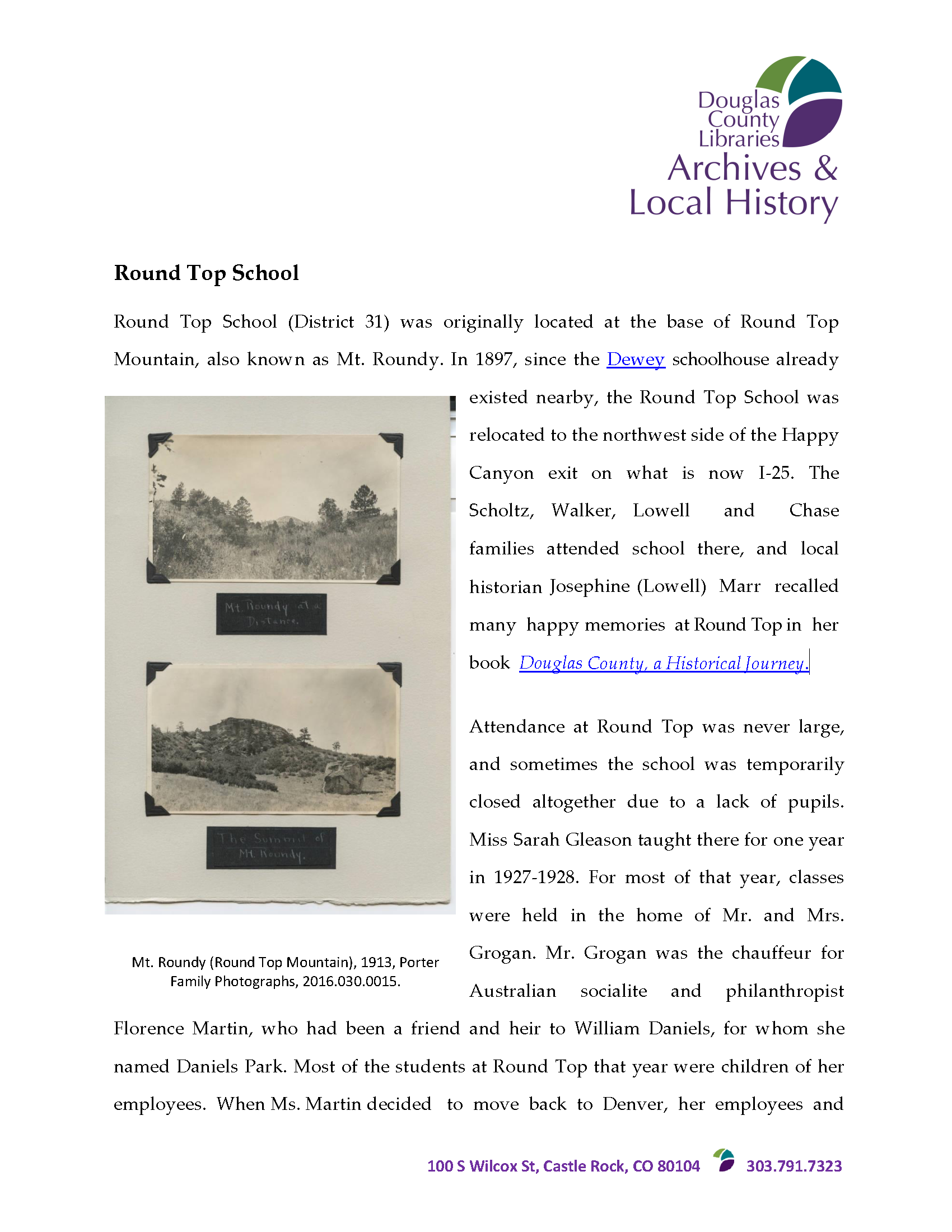 Round Top School Documents Dcl Archives Local History